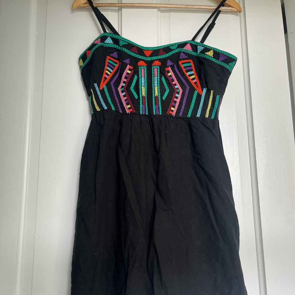 Women’s Mini Black Dress w/ Embroidered Top
